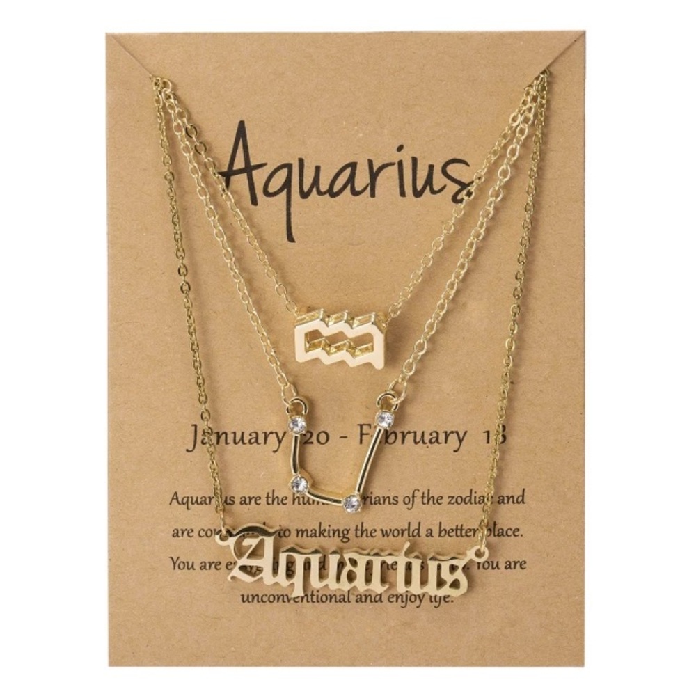 Aquarius ♒️ zodiac 3 piece necklace set